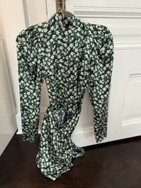 Reformation Green Floral Long Sleeve Midi Dress | Size 6